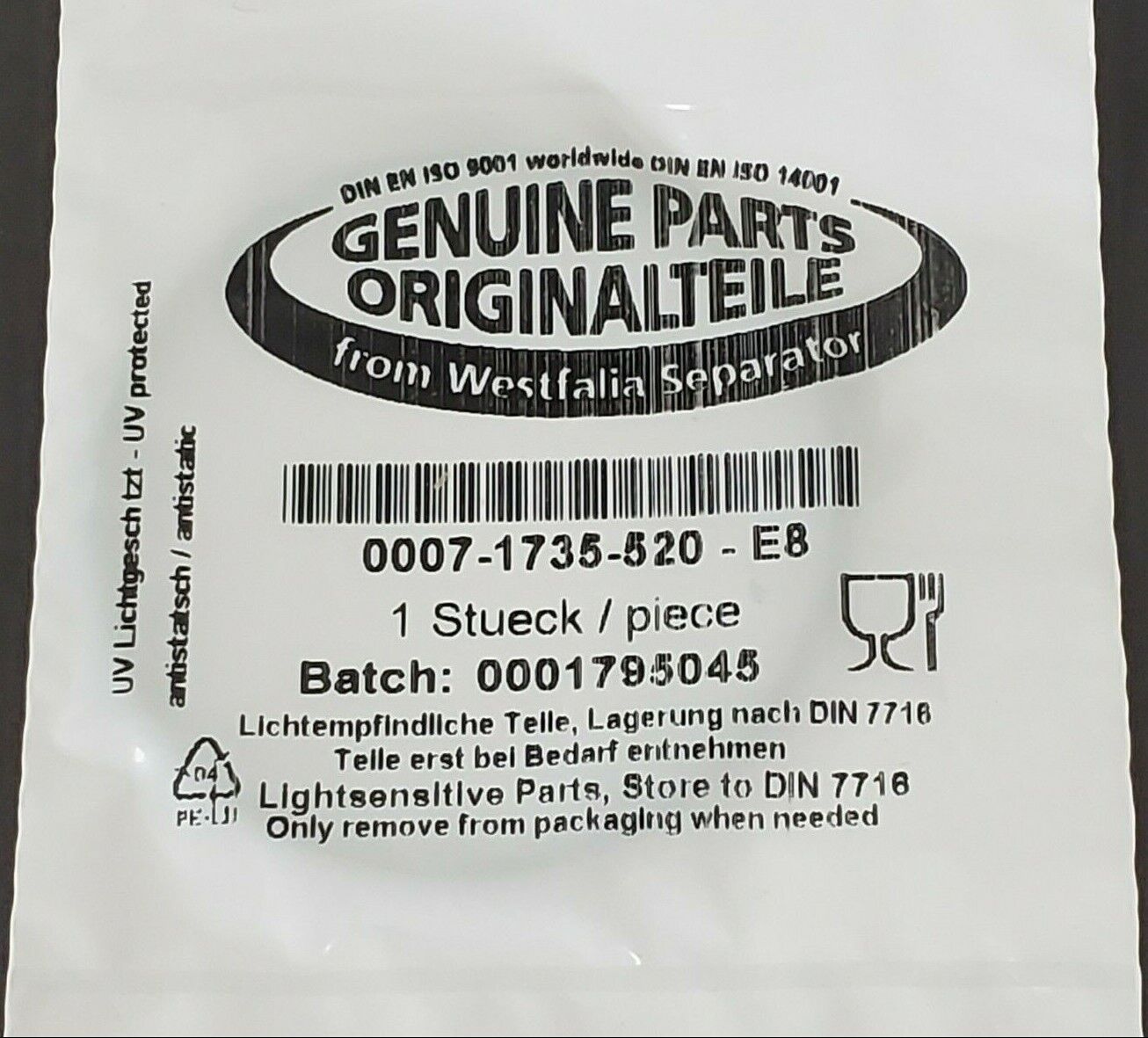 NEW GEA WESTFALIA SEPARATOR 0007-1735-520-E8 O-RING 00071735520E8