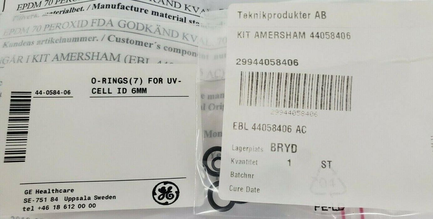NEW GE HEALTHCARE 44-0584-06 O-RINGS (7) FOR UV-CELL ID 6mm 44058406