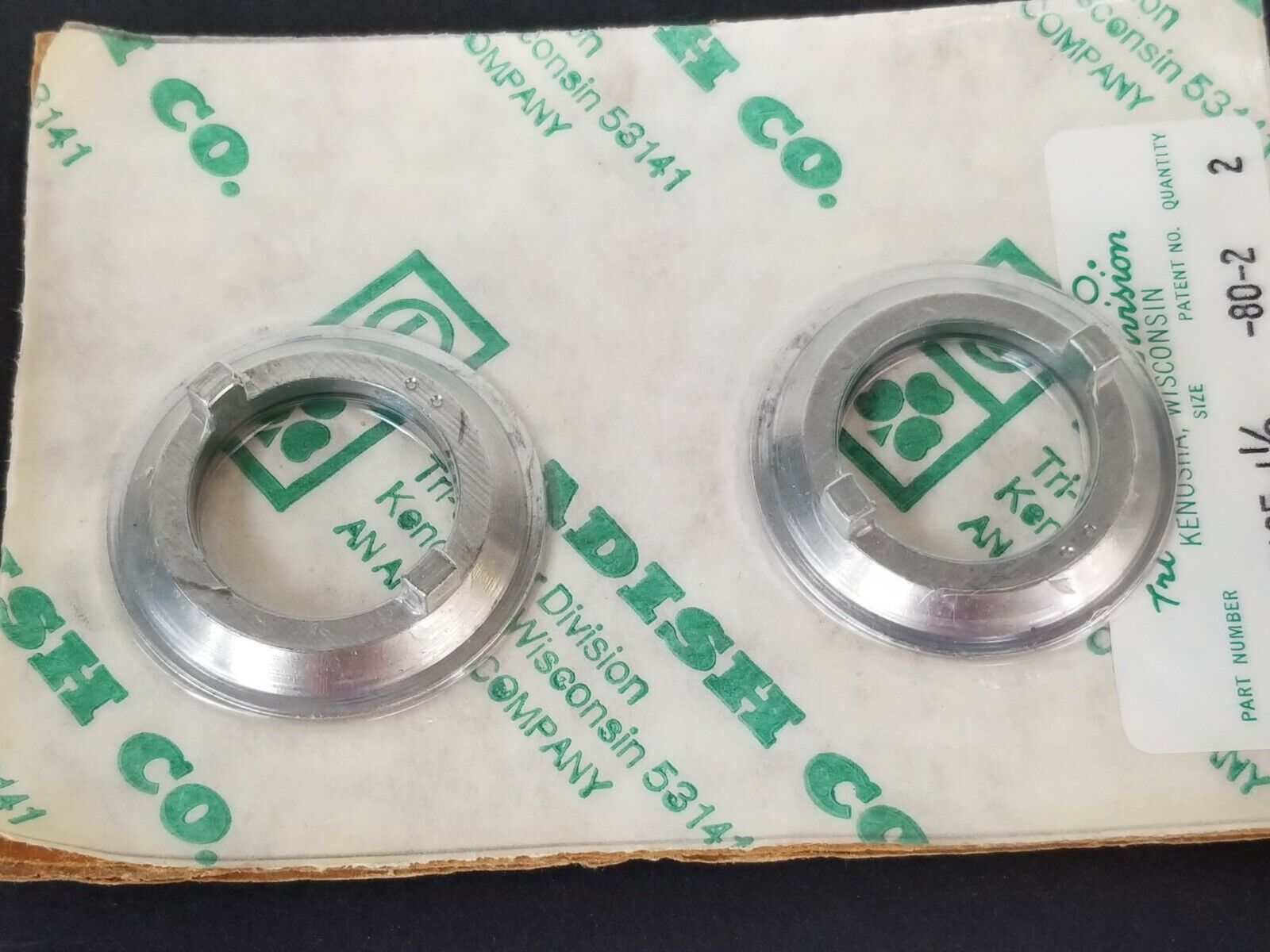 LOT OF 2 NEW TRI-CLOVER FE RI0-1-1/2 GASKETS PATENT NO. -80-2