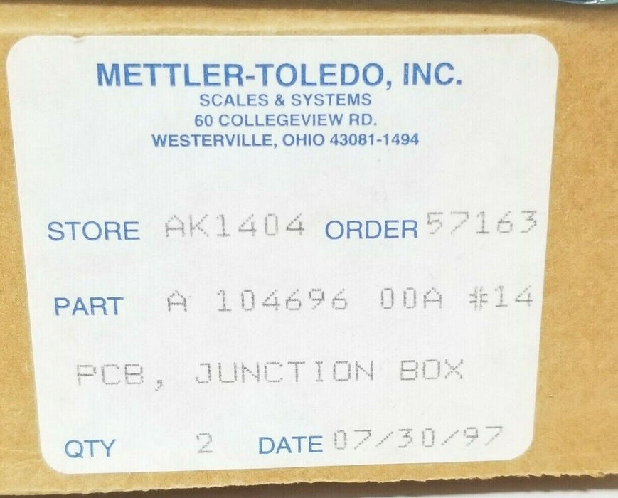 NIB METTLER-TOLEDO A10469600A JUNCTION BOX PCB A-104696-00A B104695-A