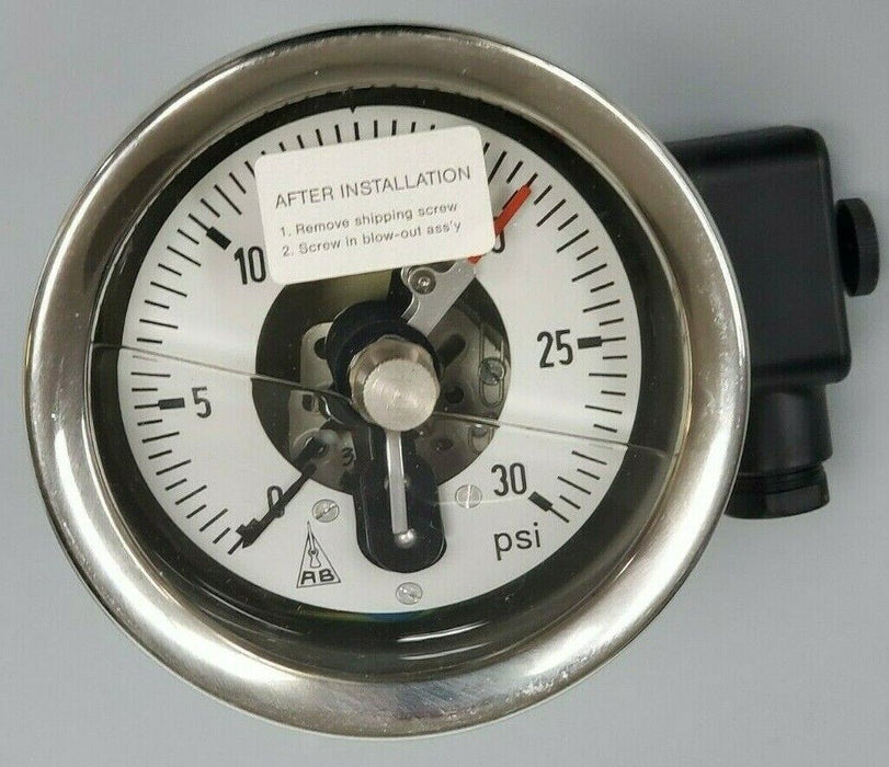 AB / WABASH M2-MSR010 PRESSURE GAUGE W/ TYPE: M2 SWITCH CONTACT 0-30/PSI 1 CON.