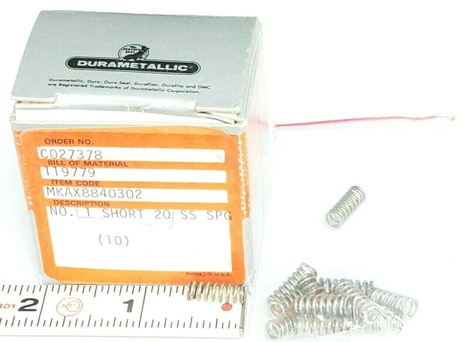 LOT OF 13 NEW DURAMETALLIC 119779 NO. 1 SHORT 20 SS SPRINGS