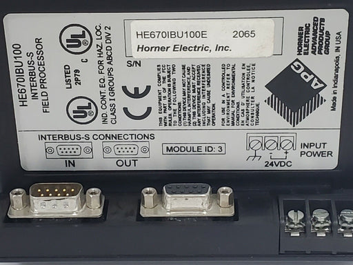 HORNER ELECTRIC HE670IBU100E INTERBUS-S FIELD PROCESSOR HE670IBU100