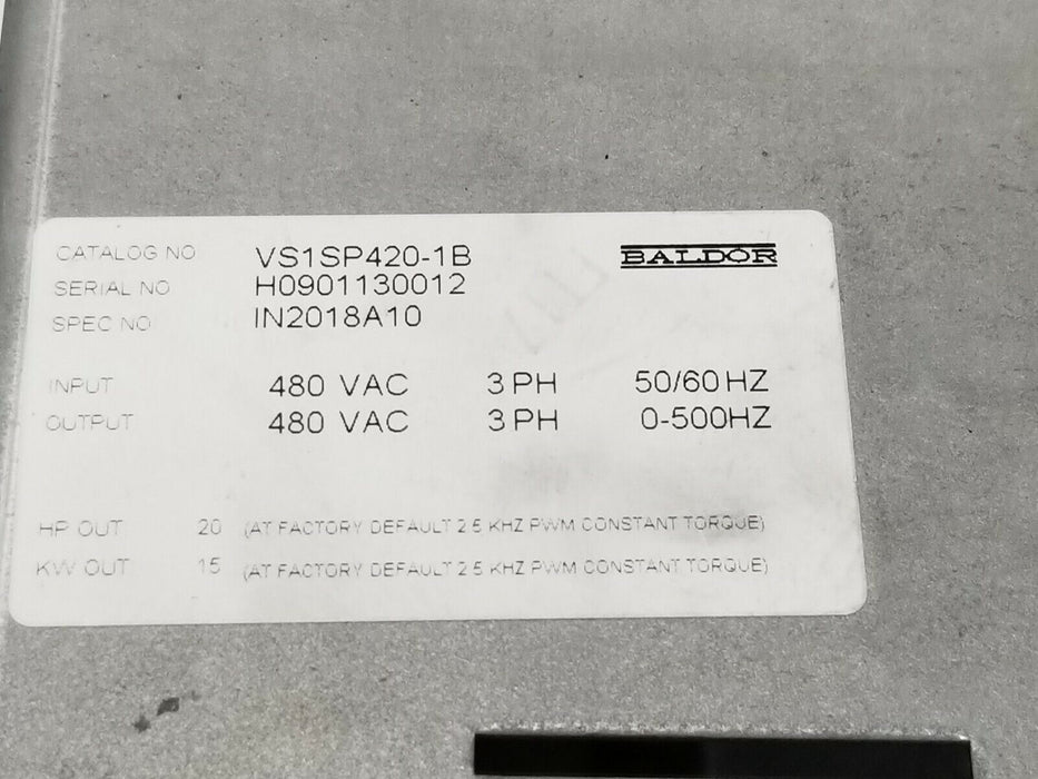 BALDOR DRIVES CAT. NO. VS1SP420-1B DRIVE HOUSING IN2018A10 H2 (HOUSING ONLY)