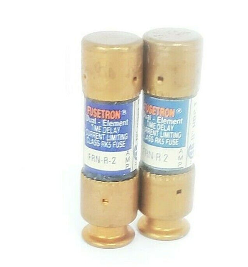 LOT OF 2 NEW COOPER BUSSMANN FRN-R-2 FUSES TIME DELAY 2AMP 250VAC, FRNR2