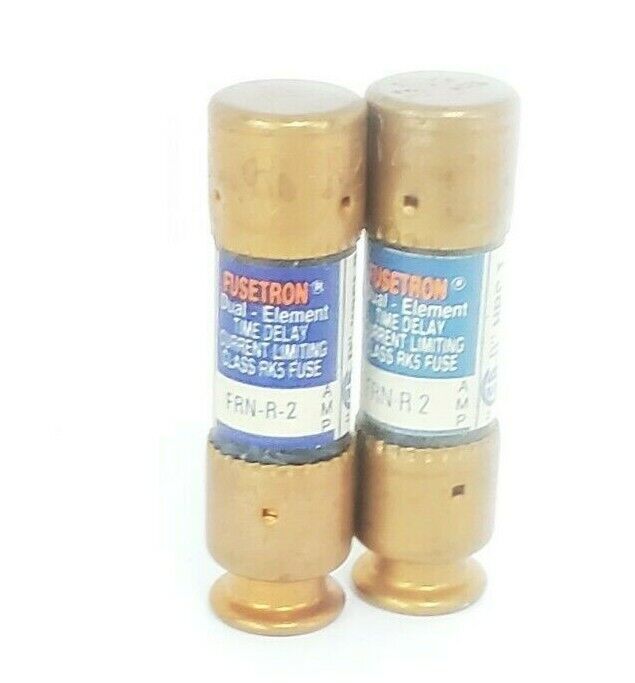 LOT OF 2 NEW COOPER BUSSMANN FRN-R-2 FUSES TIME DELAY 2AMP 250VAC, FRNR2