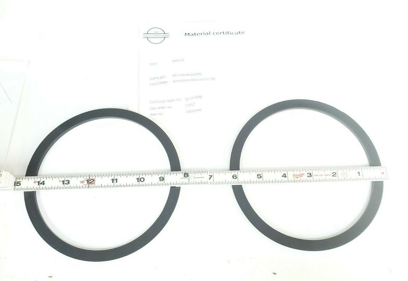 BAG OF 2 NEW AMERSHAM BIOSCIENCES 44-5494-46 FLAT GASKETS AIR TRAP OD 263mm