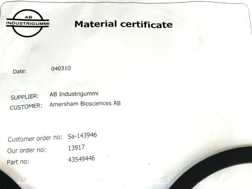 BAG OF 2 NEW AMERSHAM BIOSCIENCES 44-5494-46 FLAT GASKETS AIR TRAP OD 263mm