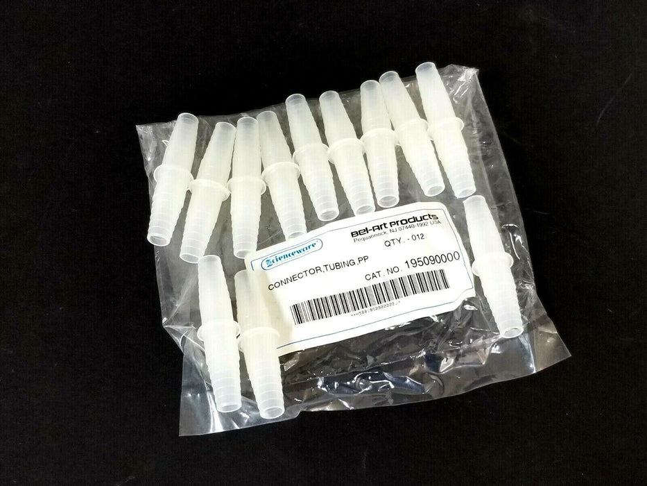 PACK OF 12 NEW BEL-ART PRODUCTS 195090000 TUBING CONNECTORS PP 3/8'' STRAIGHT