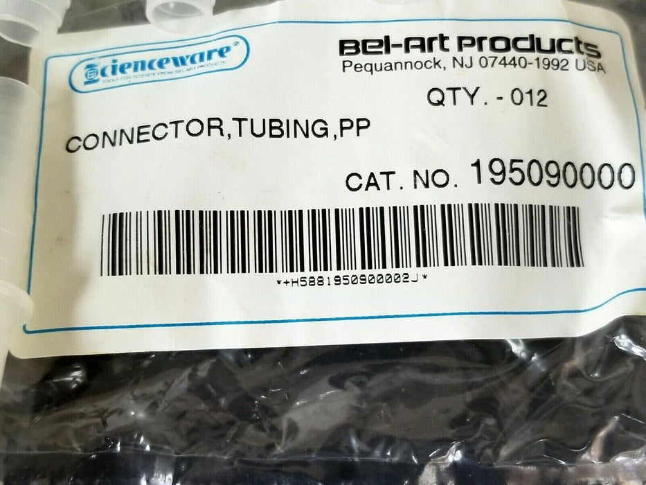 PACK OF 12 NEW BEL-ART PRODUCTS 195090000 TUBING CONNECTORS PP 3/8'' STRAIGHT