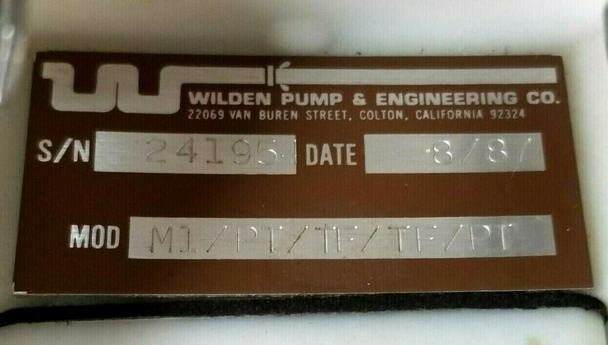 WILDEN PUMP & ENGINEERING MOD. M1/PT/TF/TF/PT DIAPHRAGM PUMP 4449P.PMP