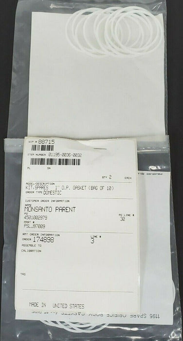 LOT OF 20 NEW GENERIC KIT, SPARES 1'' O.P. GASKETS 1195-0036-0032