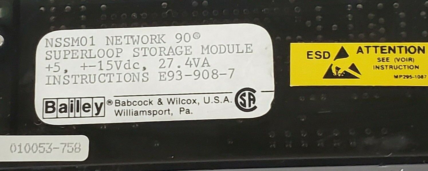 BAILEY CONTROLS NSSM01 MODULE SUPER LOOP STORAGE 5-15VDC 27.4VA