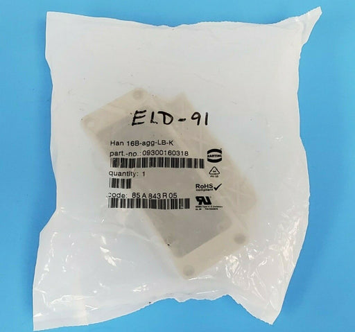 NEW HARTING 09300160318 BULKHEAD HOUSING SIZE 16B, HAN 16B-AGG-LB-K
