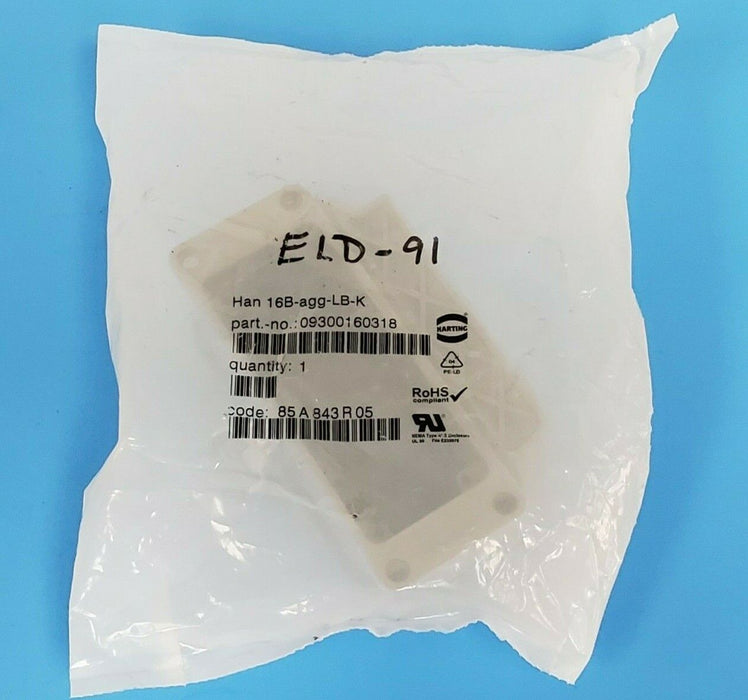 NEW HARTING 09300160318 BULKHEAD HOUSING SIZE 16B, HAN 16B-AGG-LB-K