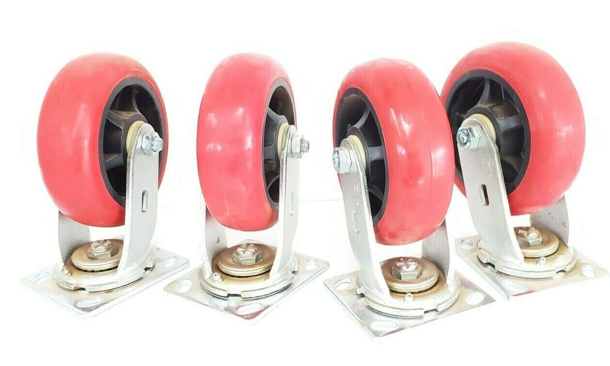 LOT OF 4 NEW COLSON / GENERIC 4-6109-921 SWIVEL CASTORS 6X2 6'' FAULTLESS