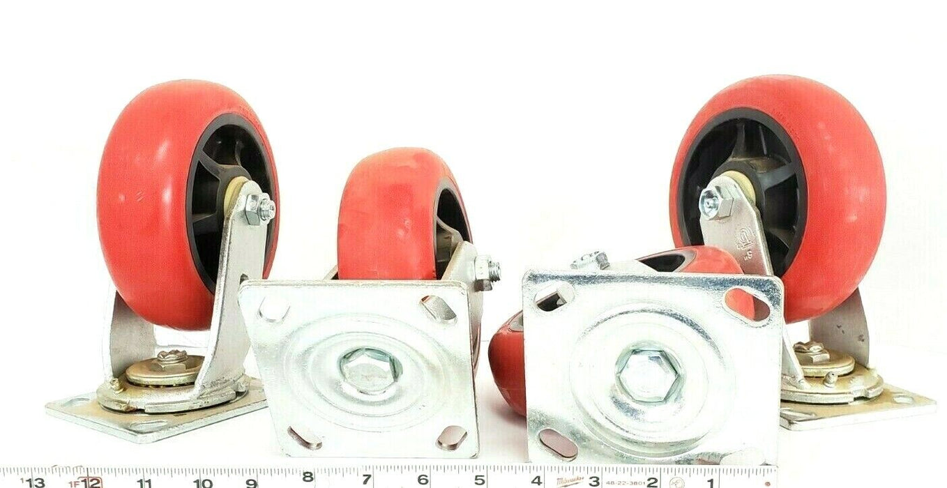 LOT OF 4 NEW COLSON / GENERIC 4-6109-921 SWIVEL CASTORS 6X2 6'' FAULTLESS