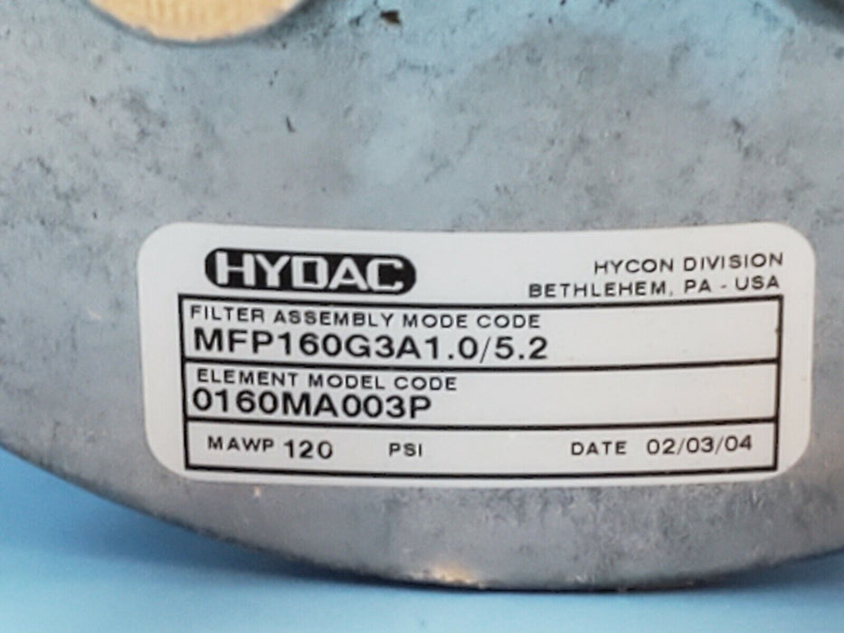 NIB HYDAC 02059603 SPIN-ON FILTER 250 PSI MFP160G3A1.0/5.2