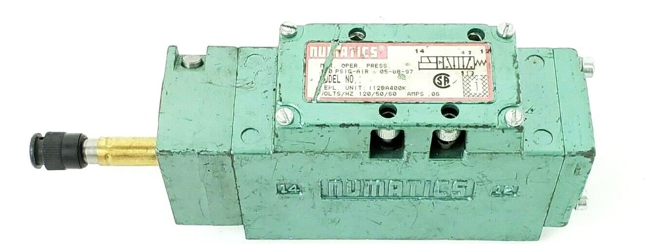 NUMATICS 112BA400K SOLENOID VALVE .06AMPS, 120/60/50 (NO COILS)