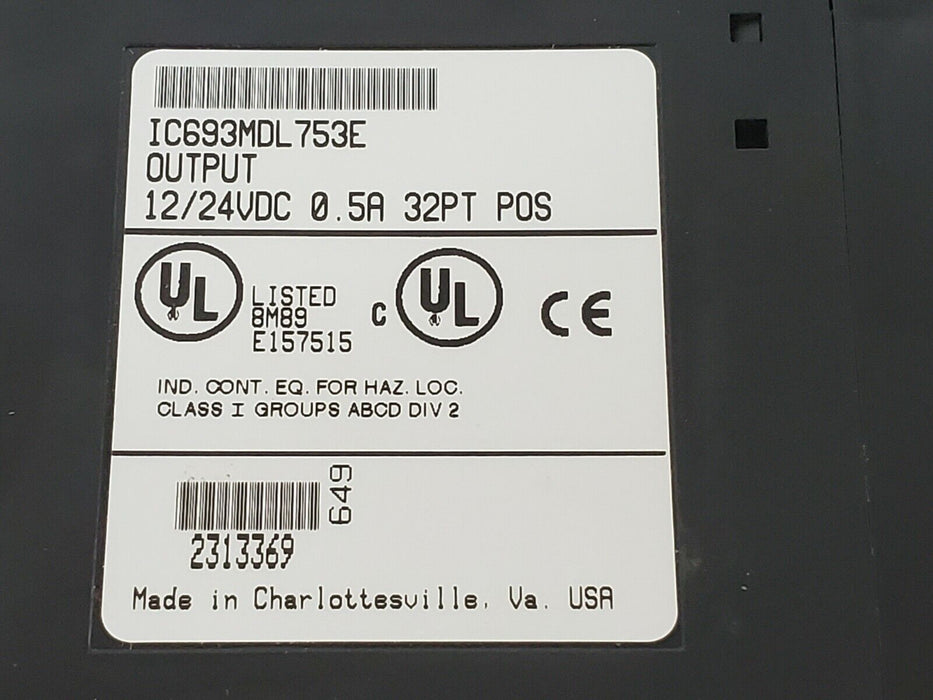 GE FANUC IC693MDL753E OUTPUT MODULE 12/24VDC .5A 32PT 44A732232-G01