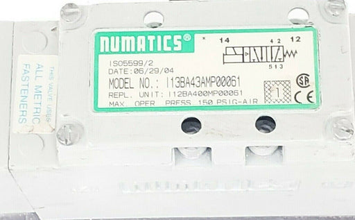 NUMATICS I13BA43AMP00061 PNEUMATIC VALVE W/ 236-384B COIL 24VDC 4W