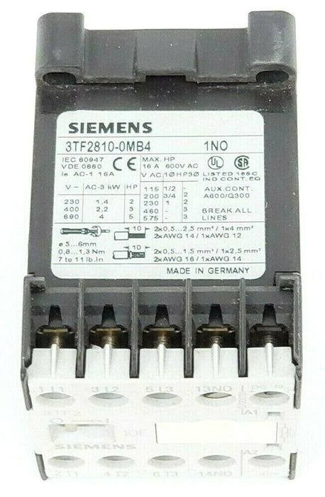 SIEMENS 3TF2810-0MB4 CONTACTOR 3TF210E