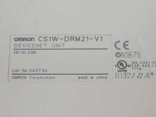 OMRON CS1W-DRM21-V1 DEVICENET UNIT 24VDC .5W DRM21-V1 CS1W-DES96(5)