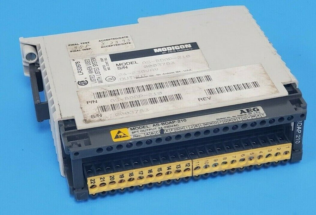 AEG / MODICON AS-BDAP-210 OUTPUT MODULE 8PT 24-230VAC BDAP-210 ASBDAP210 REV. D