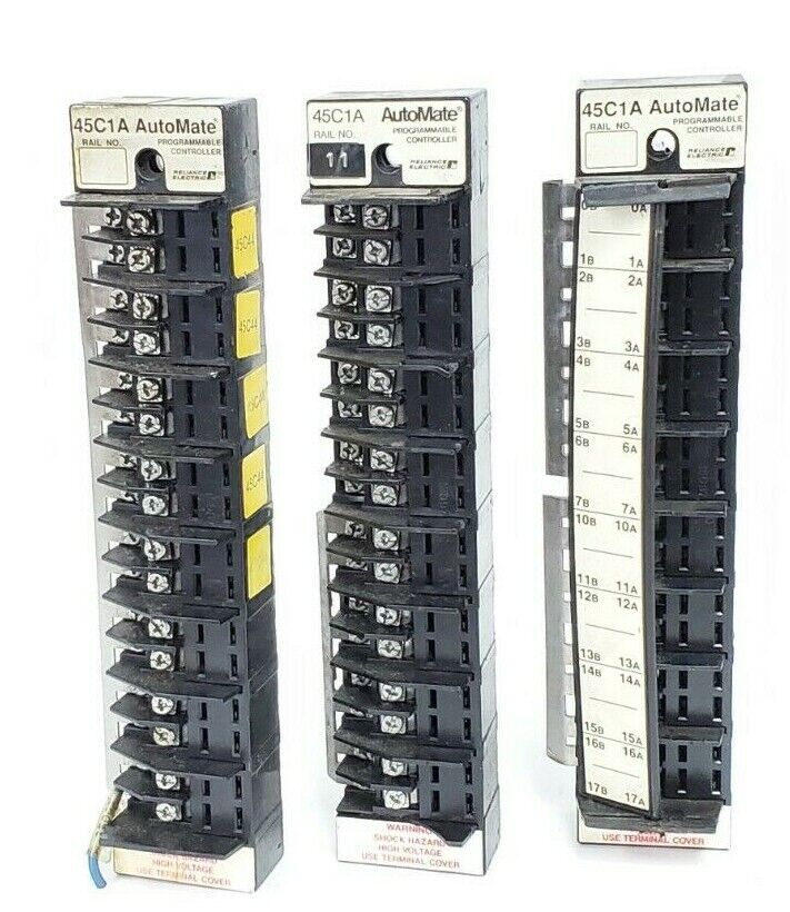 LOT OF 3 RELIANCE ELECTRIC 45C1A AUTOMATE I/O RAILS 802802-2 15097 10A 250V