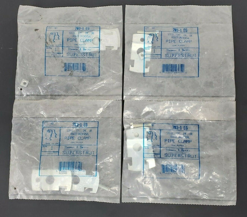 LOT OF 4 NEW THOMAS & BETTS 703-1 EG PIPE CLAMPS STEEL, EMT, IMC