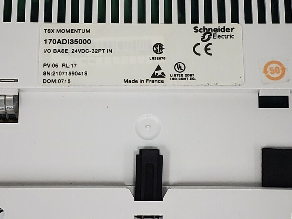 SCHNEIDER MODICON TSX MOMENTUM 170ADI35000 I/O BASE 24VDC-32PT IN PV: 06, RL: 17