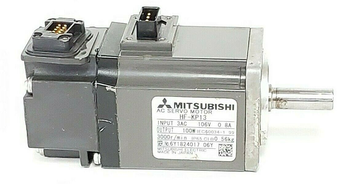 MITSUBISHI HF-KP13 SERVO MOTOR 100W, INPUT: 3AC, 106V, 0.8A, 3000R/MIN