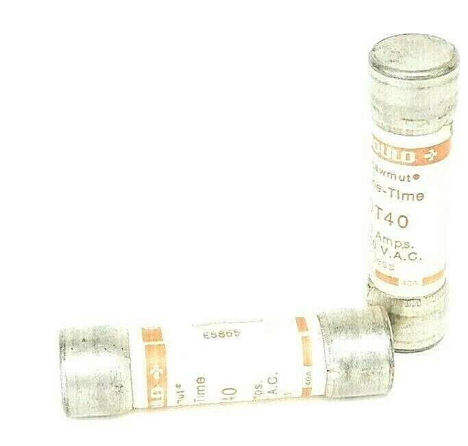 LOT OF 2 GOULD SHAWMUT ONE-TIME FUSES OT40, 40 AMPS