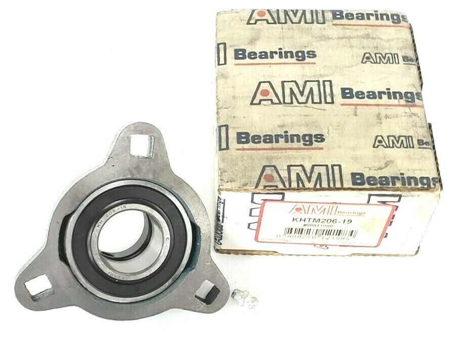 NIB AMI KHTM206-19 3-BOLT FLANGE BEARING #98811060