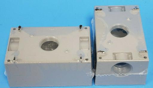 LOT OF 2 NEW BELL OUTDOOR 5324-0 SINGLE-GANG BOXES 3/4INCH PORTS CAST ALUMINUM