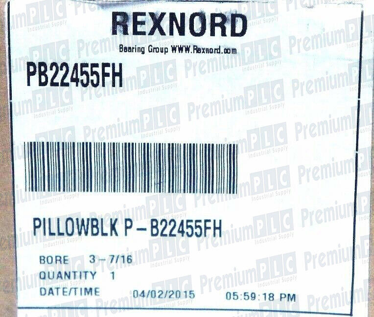 NIB REXNORD PB22455FH SELF-ALIGNING ROLLER BEARING P-B22455FH BORE: 3-7/16