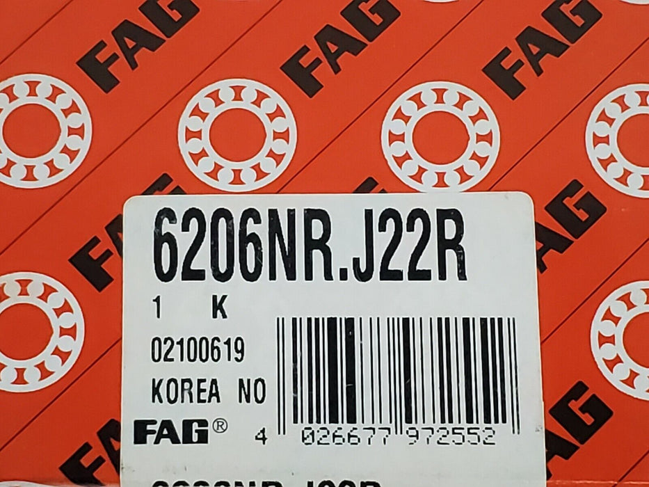 LOT OF 2 NIB FAG 6206NR.J22R BALL BEARINGS 6206NR