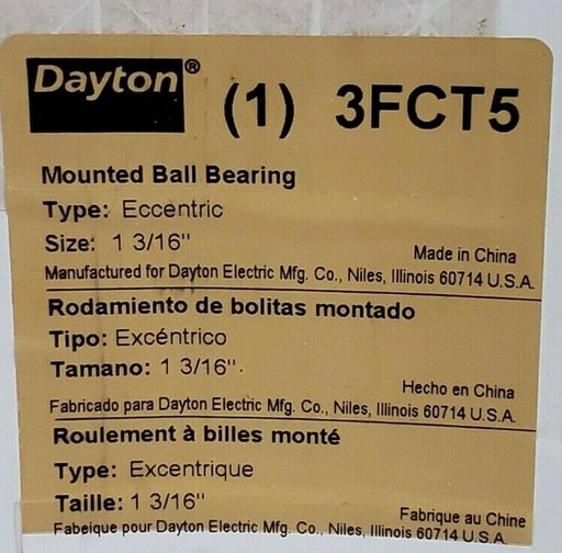 NIB DAYTON 3FCT5 MOUNTED BALL BEARING TYPE: ECCENTRIC SIZE: 1-3/16''