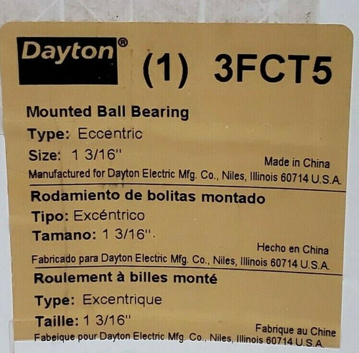 NIB DAYTON 3FCT5 MOUNTED BALL BEARING TYPE: ECCENTRIC SIZE: 1-3/16''