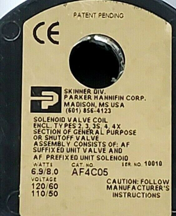 LOT OF 3 PARKER AF4C05 SOLENOID COILS 110/120V 50/60HZ 6.9/8W 3WIRE