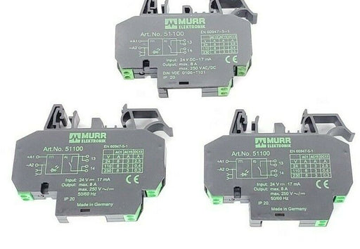 LOT OF 3 NEW MURR ELEKTRONIX ART. NO. 51100 OUTPUT RELAYS 24V