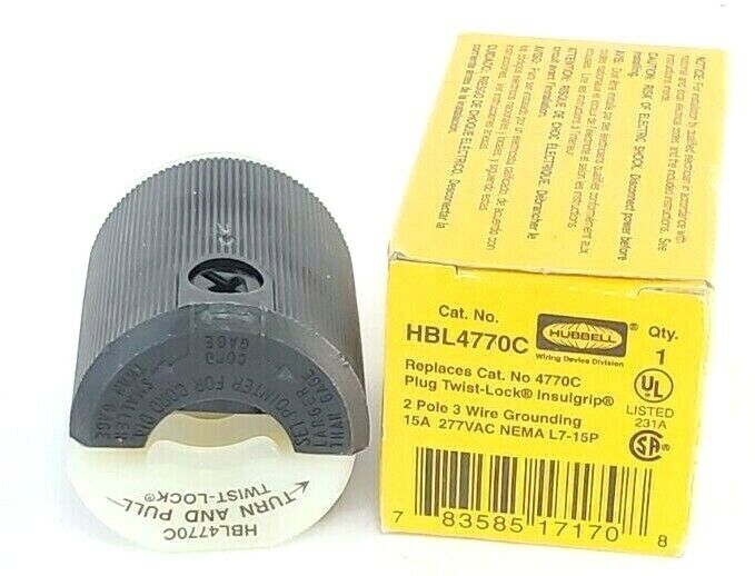 LOT OF 2 NIB HUBBELL HBL4770C TWIST LOCK PLUGS 15A 277V