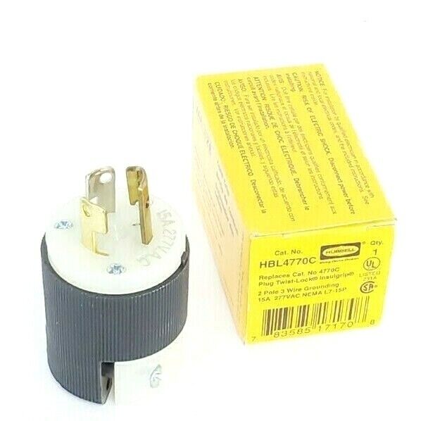 LOT OF 2 NIB HUBBELL HBL4770C TWIST LOCK PLUGS 15A 277V