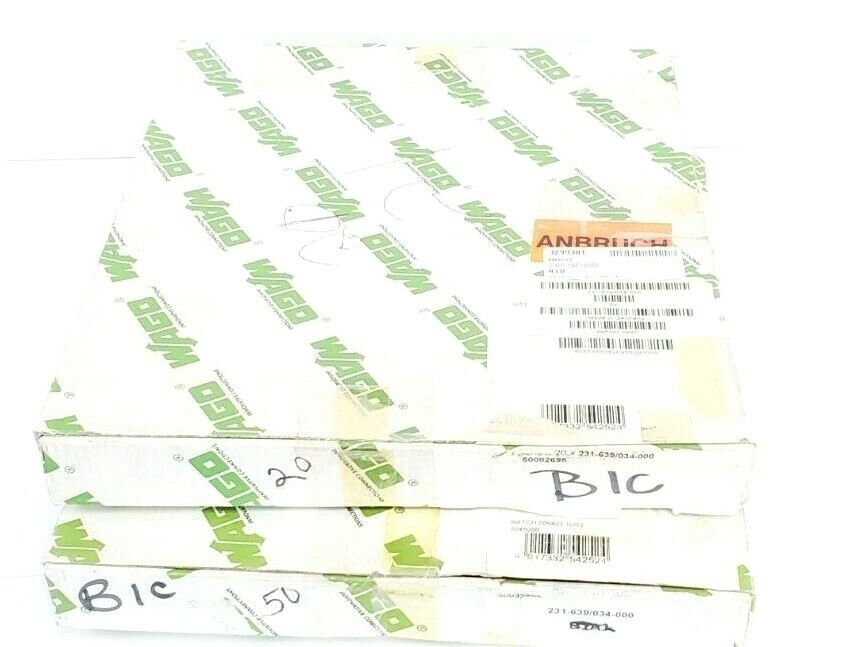 LOT OF 71 NEW WAGO 231-639/034-000 TERMINAL BLOCKS ORANGE SERIES 231