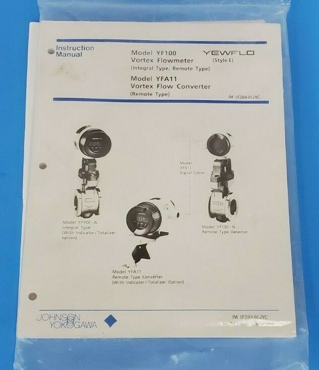 JOHNSON YOKOGAWA IM 1F2B4-01-JYC 3RD ED. INSTRUCTION MANUAL VORTEX YF100 YFA11