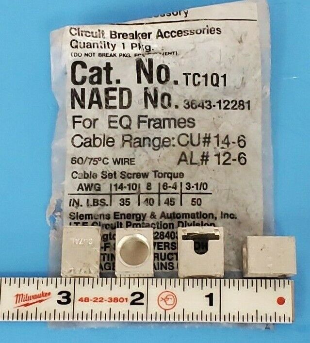 LOT OF 4 NEW ITE TC1-Q1 CIRCUIT BREAKER TERMINAL LUGS TC1Q1 (NO SET SCREWS)