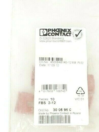 BAG OF 8 NEW PHOENIX CONTACT FBS 2-12 (3005950) BRIDGE PLUG-IN 12MM PITCH RED