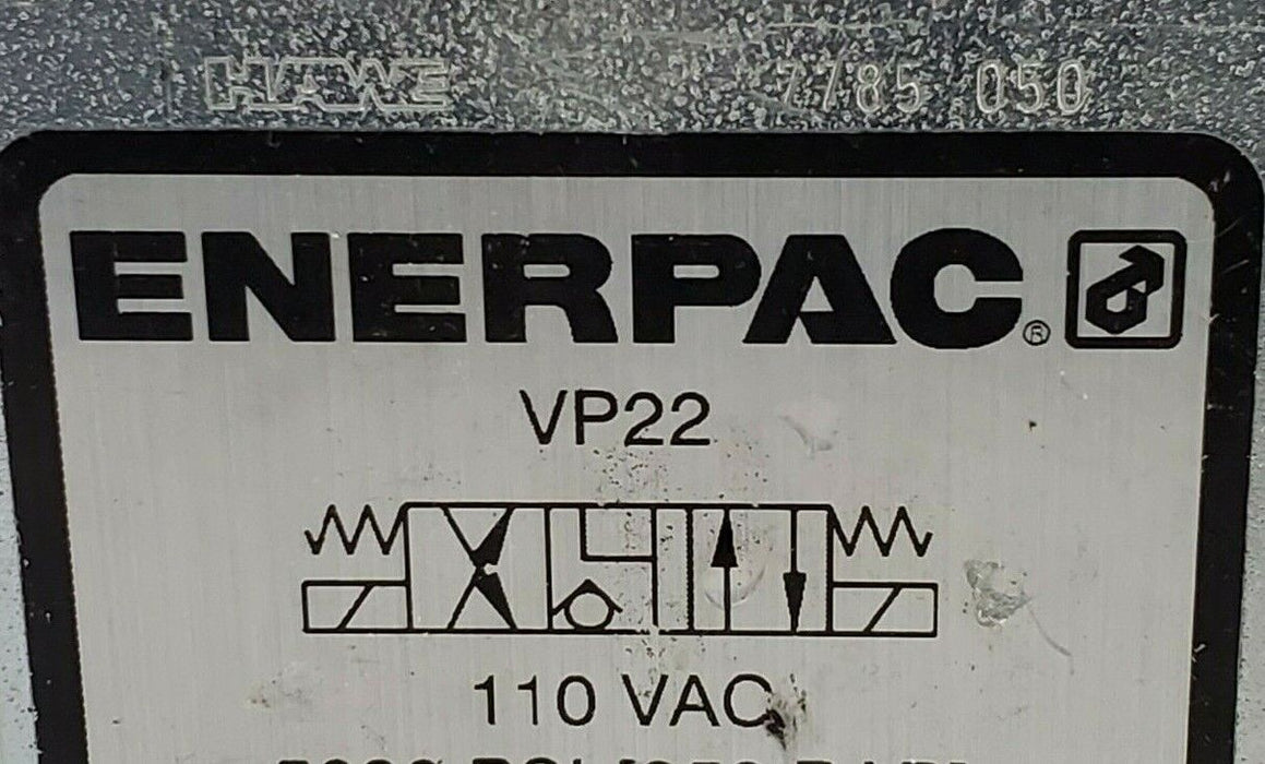 NEW ENERPAC VP22 SOLENOID VALVE 110 VAC, 5000 PSI (350 BAR) VP 22 3200