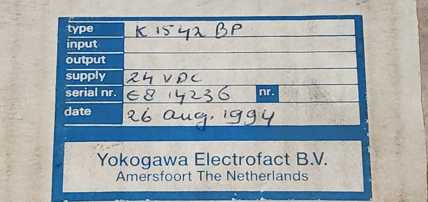 NEW YOKOGAWA K1142PH-007-B CIRCUIT BOARD TYPE; K1542 BP, 24 VDC