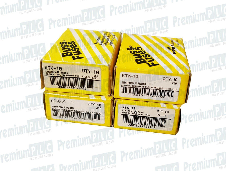 LOT OF 40 COOPER BUSSMANN KTK-10 LIMITRON FUSES CLASS MIDGET 10 AMP 600V NIB